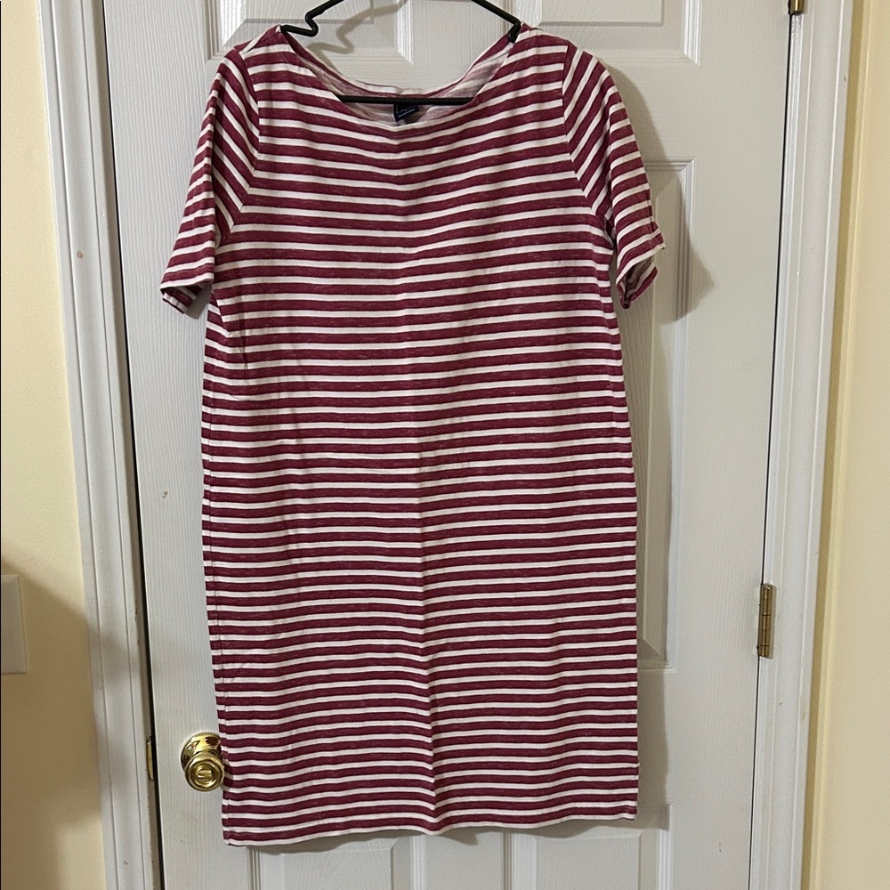 GAP Red and White Striped Midi Dress